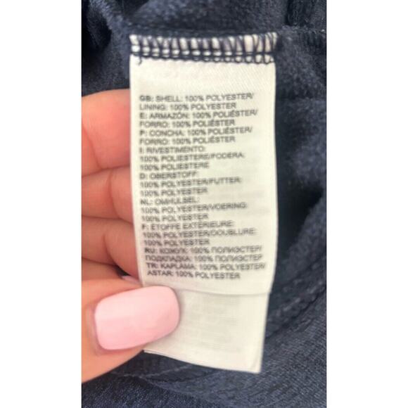 The North Face Hoodie Womens Medium Navy Blue Pullover Logo Spellout Sweatshirt - Picture 8 of 8